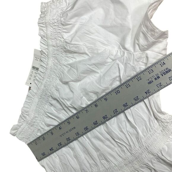 J. Crew Women’s XS White Smocked Cotton Poplin One Shoulder Dress BR403 Pockets - Picture 6 of 12